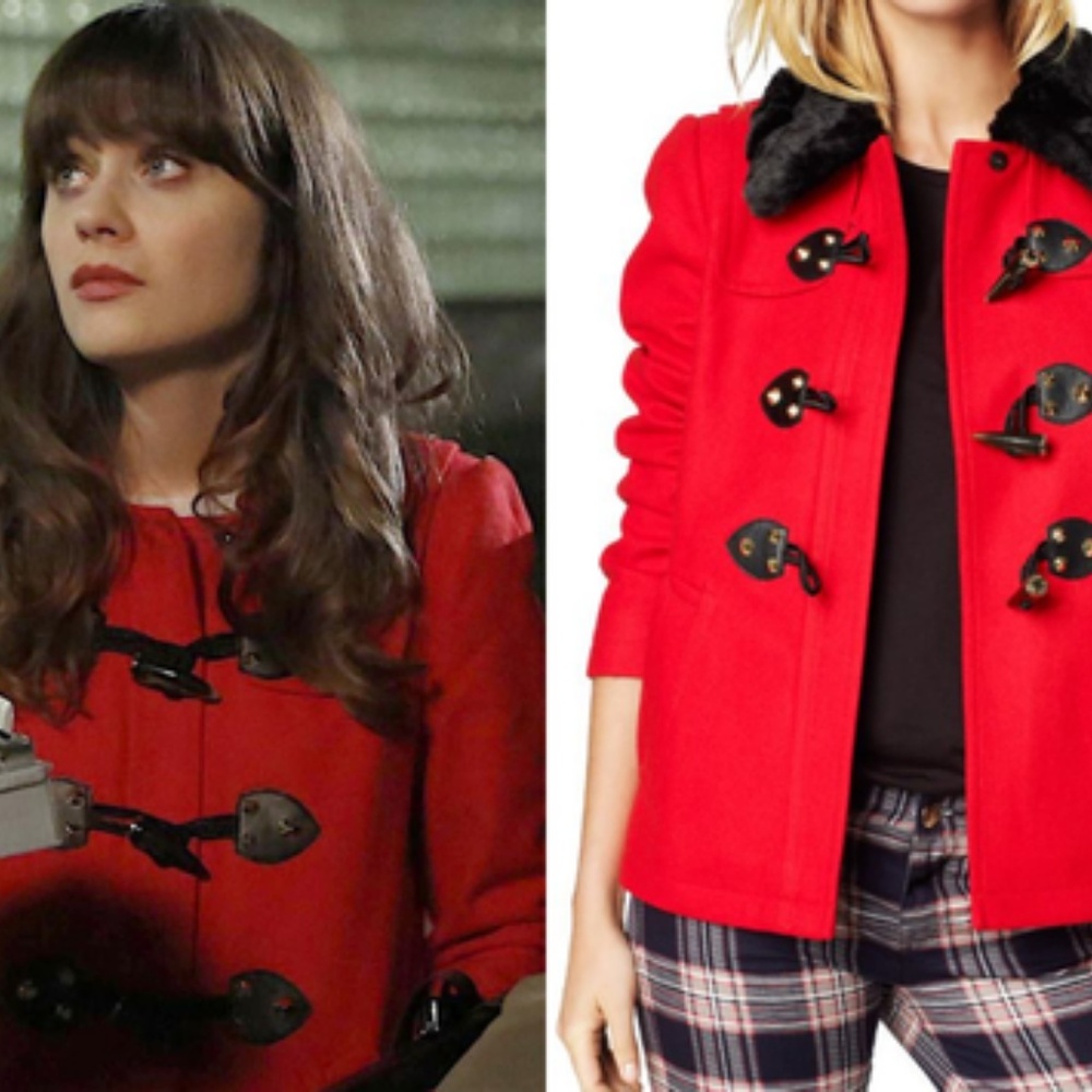 Juicy Couture Red Wool Toggle Duffle Coat with Fur - Picture 8 of 8